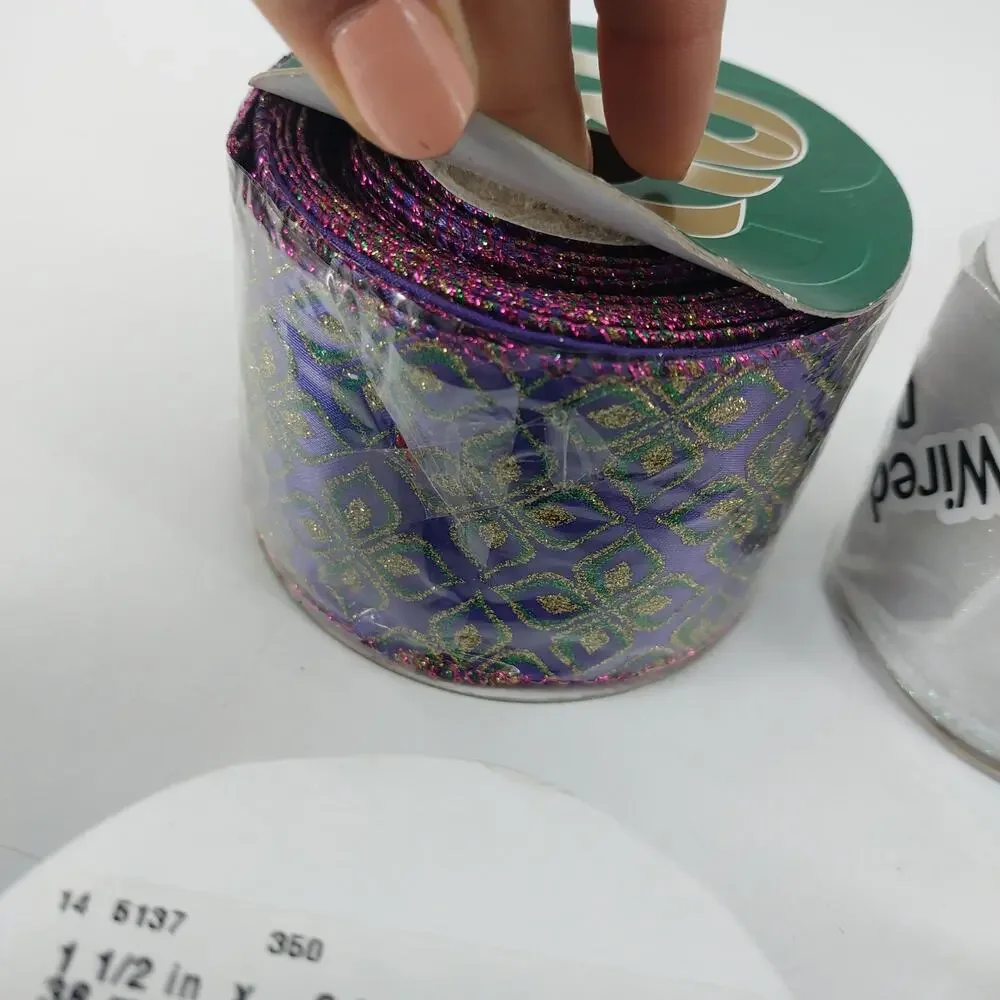 Ribbon Decorative 7 Rolls Unbranded Metallic Wired Sheer